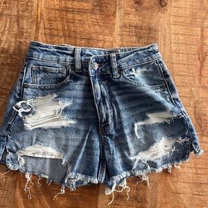 American Eagle Outfitters Blue Distressed Jean Shorts 00